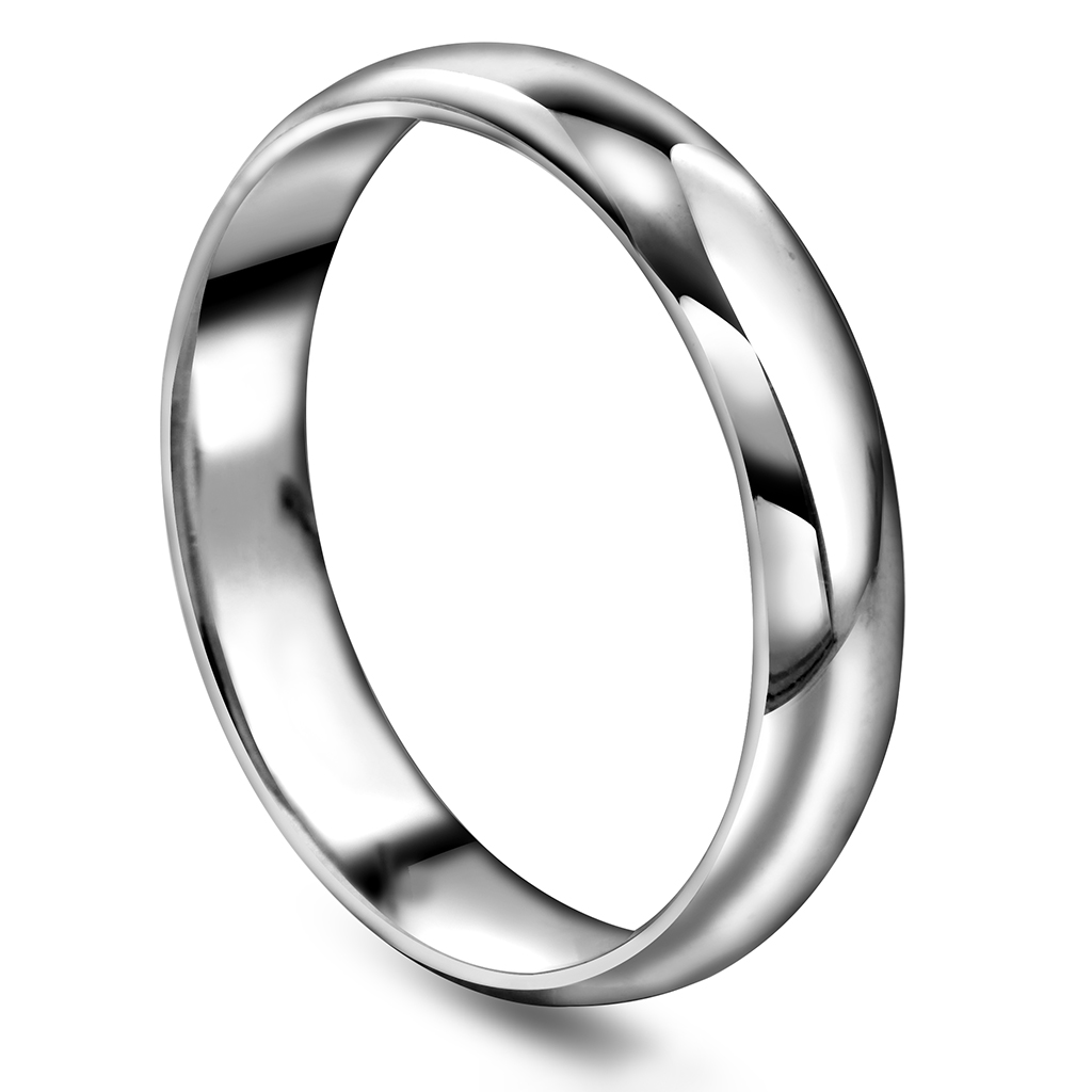 Giftering i 585 hvitt gull | 4 mm bredde