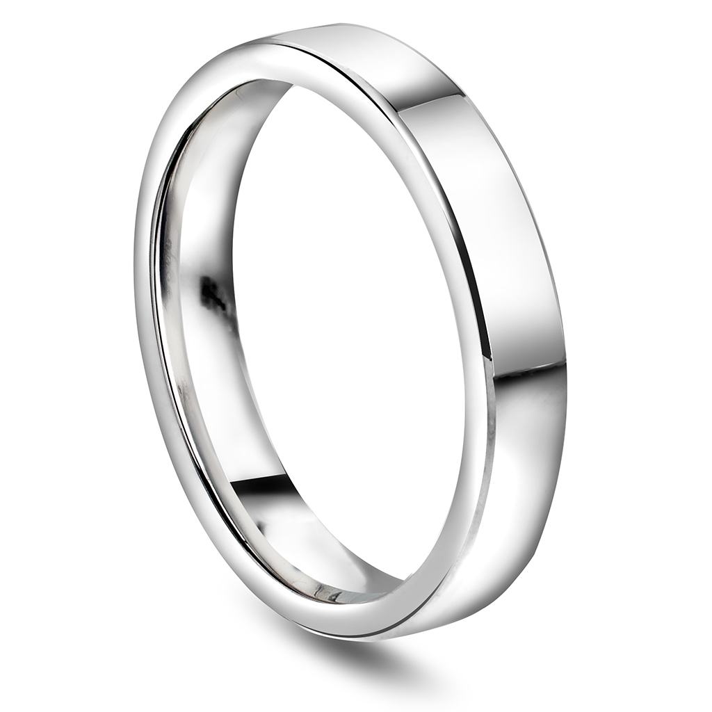 Giftering i 585 hvitt gull | 4 mm bredde