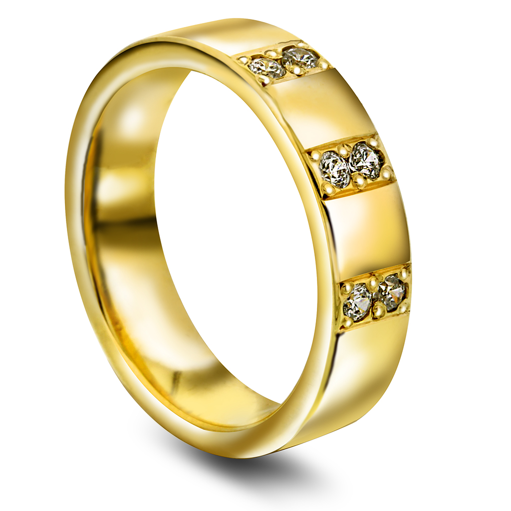 Giftering i 585 gult gull med diamanter 0,18 CT | 5 mm bredde