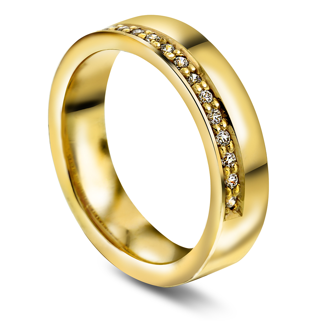 Giftering i 585 gult gull med diamanter 0,15 CT | 5 mm bredde