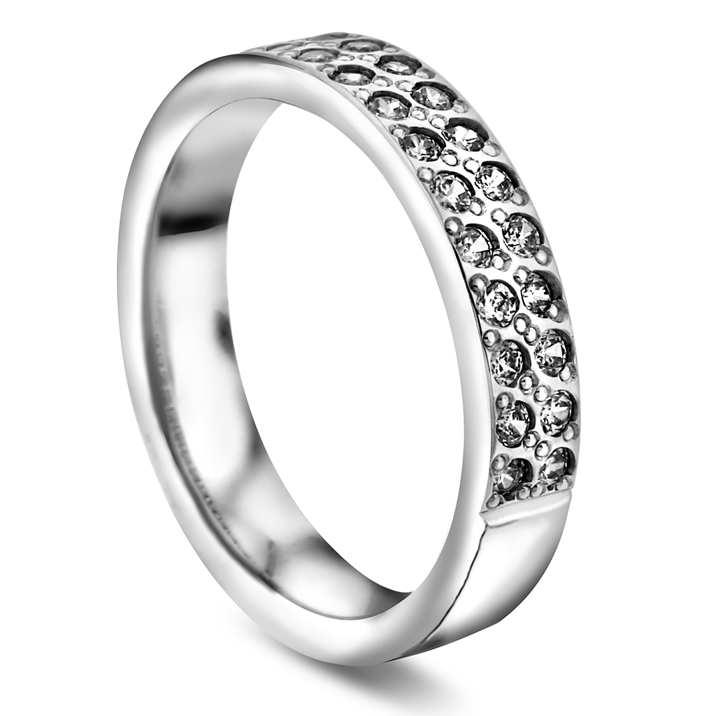 Giftering i 585 hvitt gull med diamanter 0,56 CT | 4 mm bredde