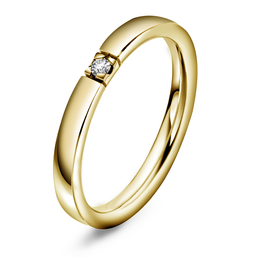 Pan Jewelry, Lady alliansering i 585 gult gull med diamant 0,03 ct TWSI