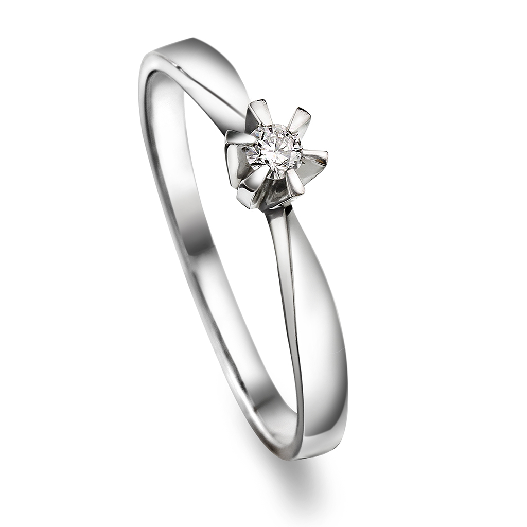 Pan Jewelry, Isabella enstensring i 585 hvitt gull 0,05 ct