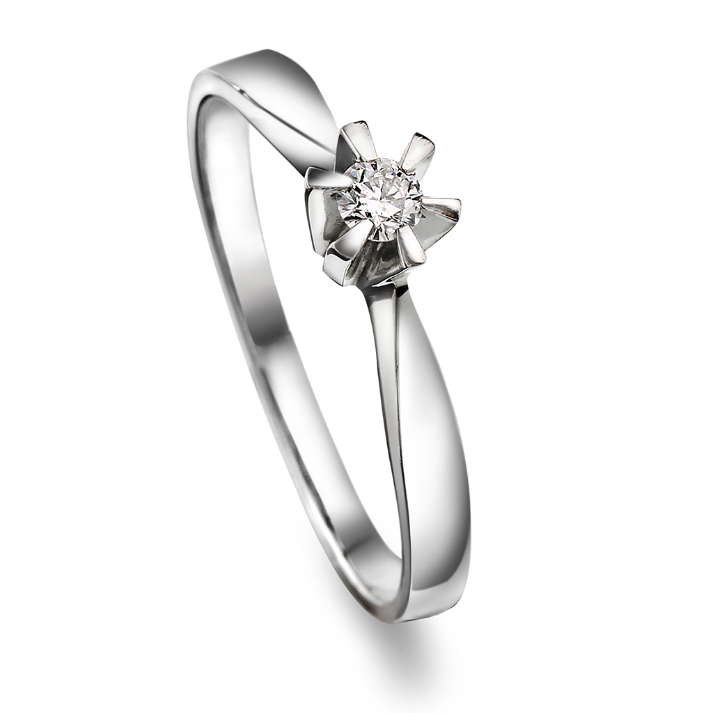 Pan Jewelry, Isabella enstensring i 585 hvitt gull 0,10 ct