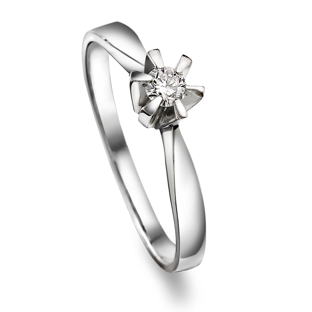 Pan Jewelry, Isabella enstensring i 585 hvitt gull 0,15 ct