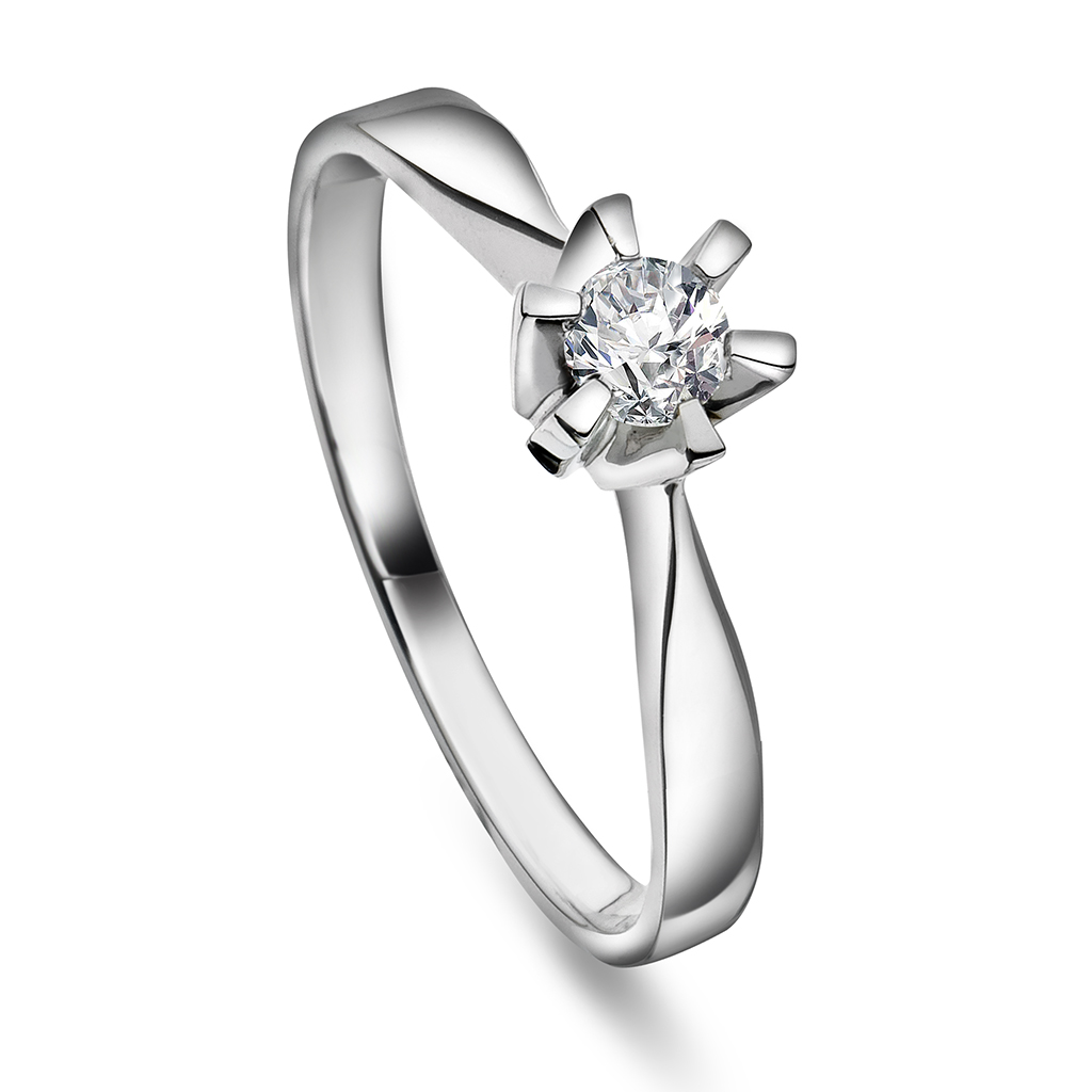 Pan Jewelry, Isabella enstensring i 585 hvitt gull 0,20 ct