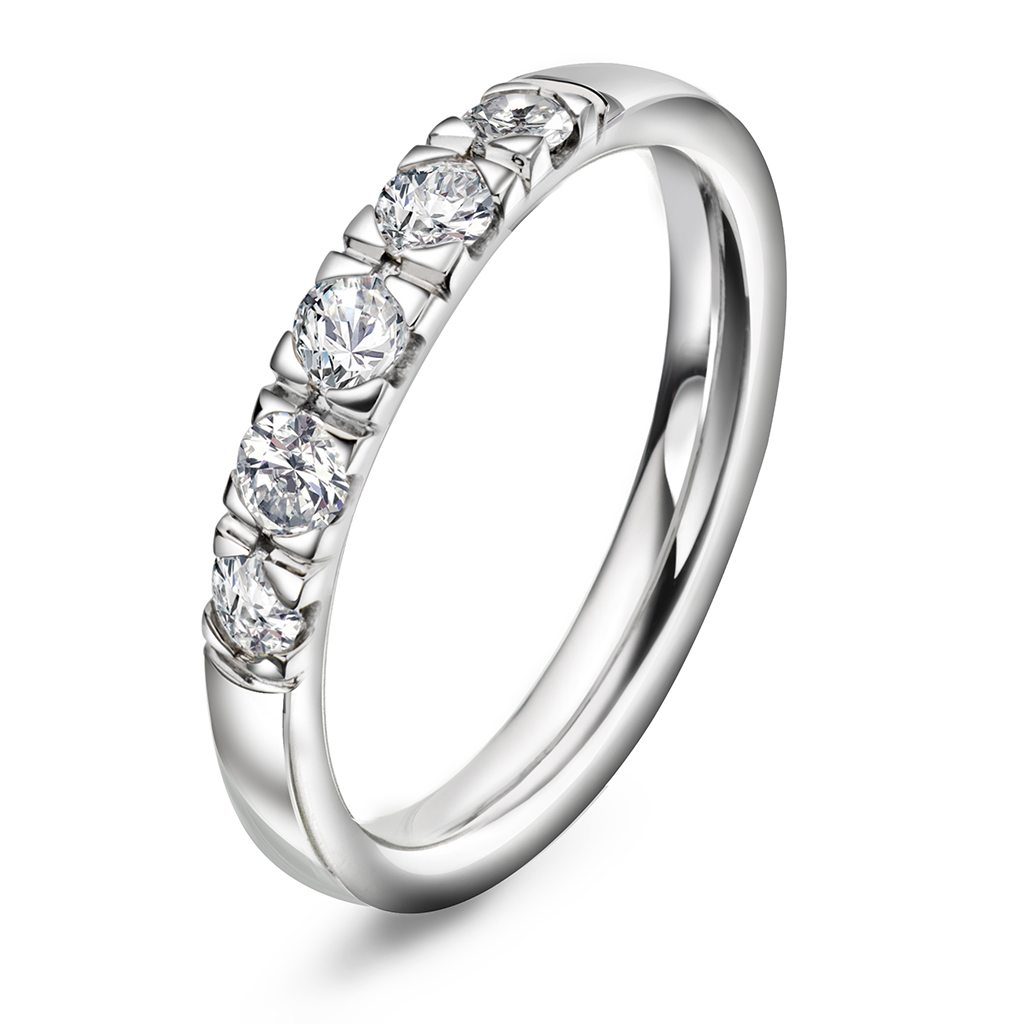Pan Jewelry, Lady alliansering i 585 hvitt gull med diamant 0,75 ct TWSI
