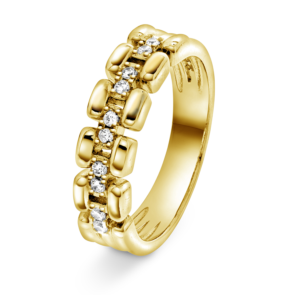 Pan Jewelry, Ring i forgylt 925 sølv med zirkonia
