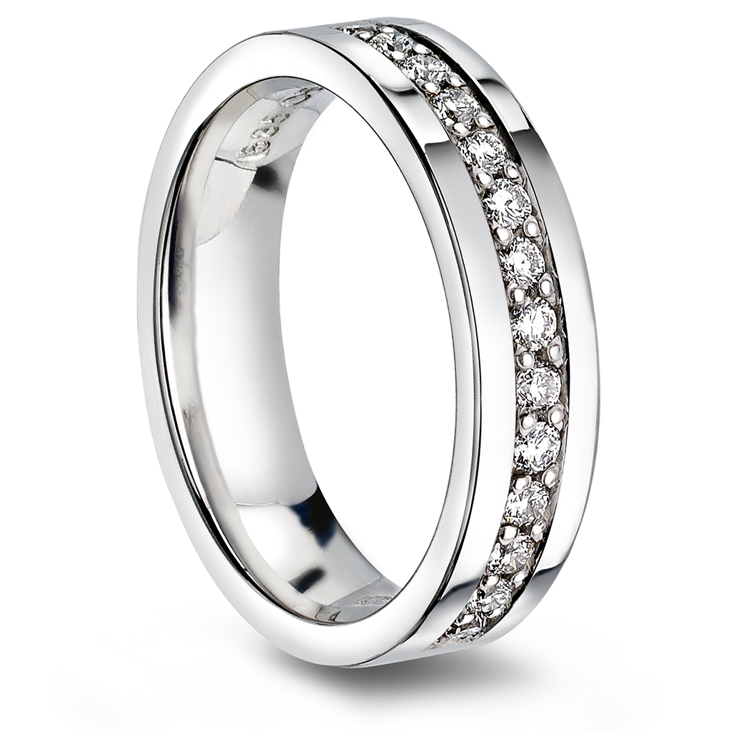 Giftering i 585 hvitt gull med diamanter 0,28 CT W/SI | 5 mm bredde