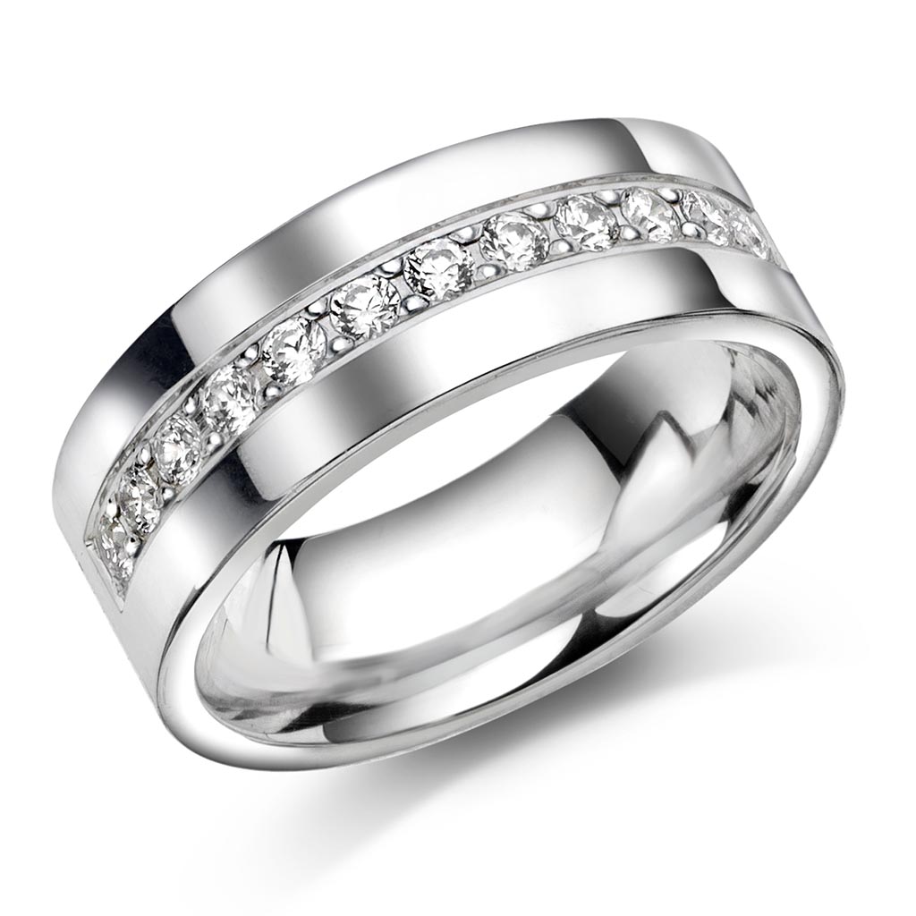Giftering i 925 sølv med zirkonia | 7 mm bredde