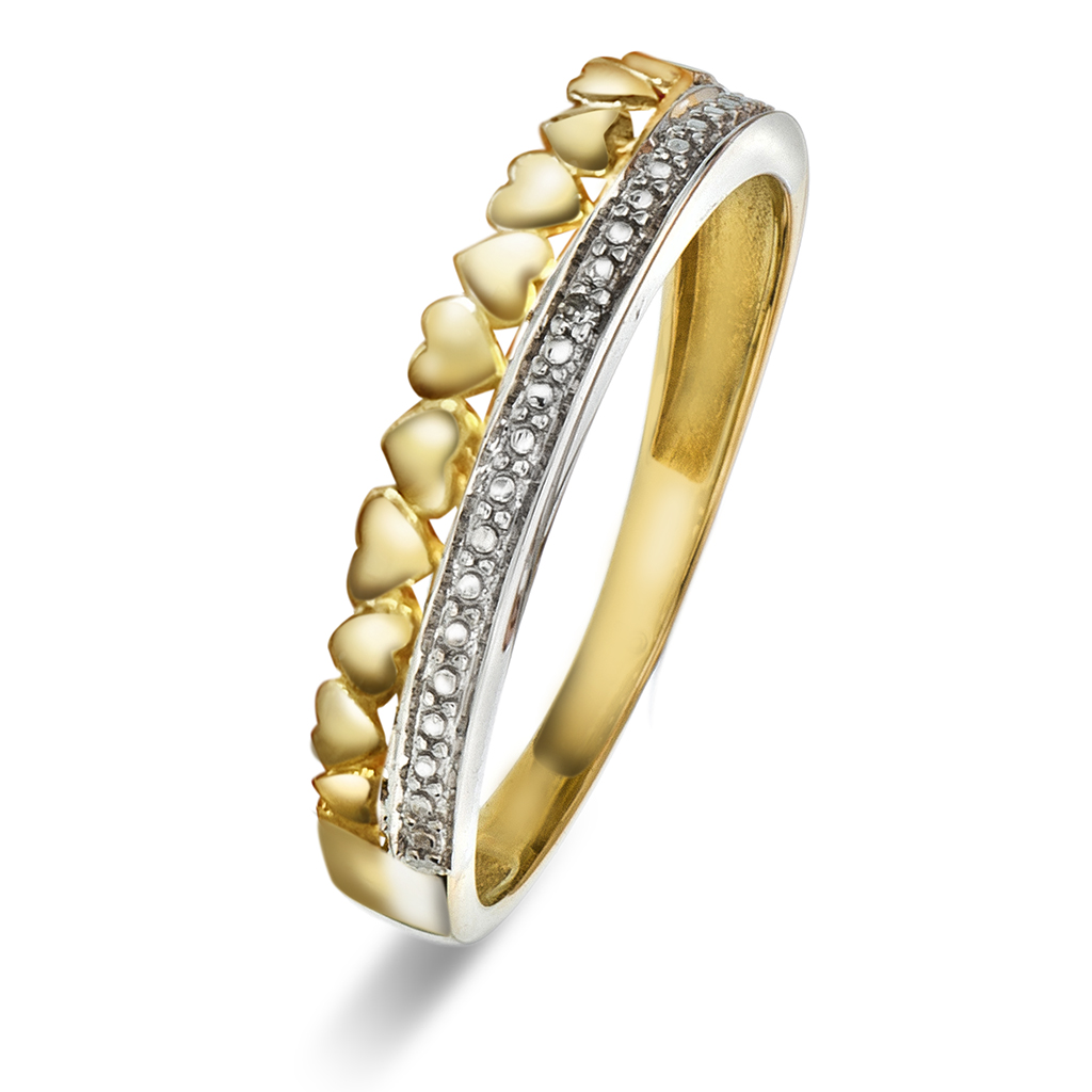 Ring i 585 gult gull med diamant 0,004 ct