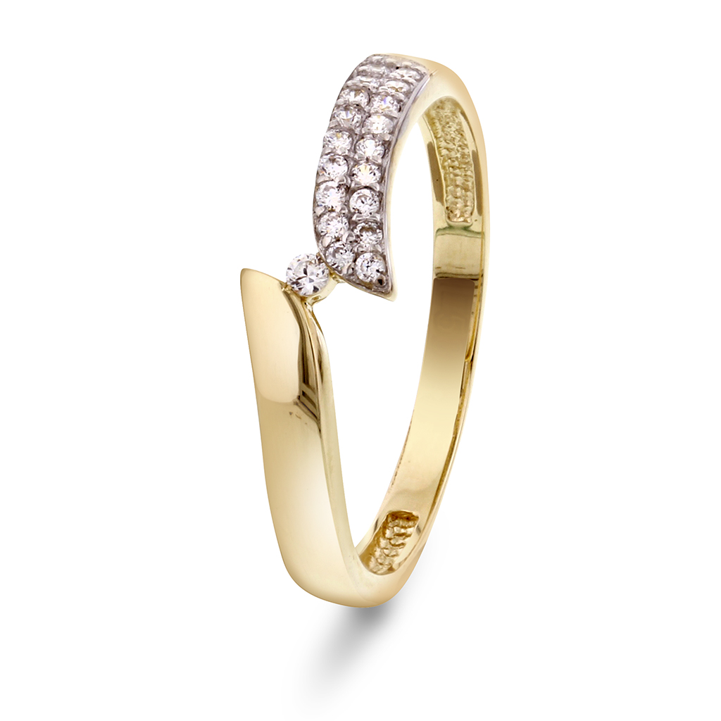 Ring i 585 gult gull med zirkonia