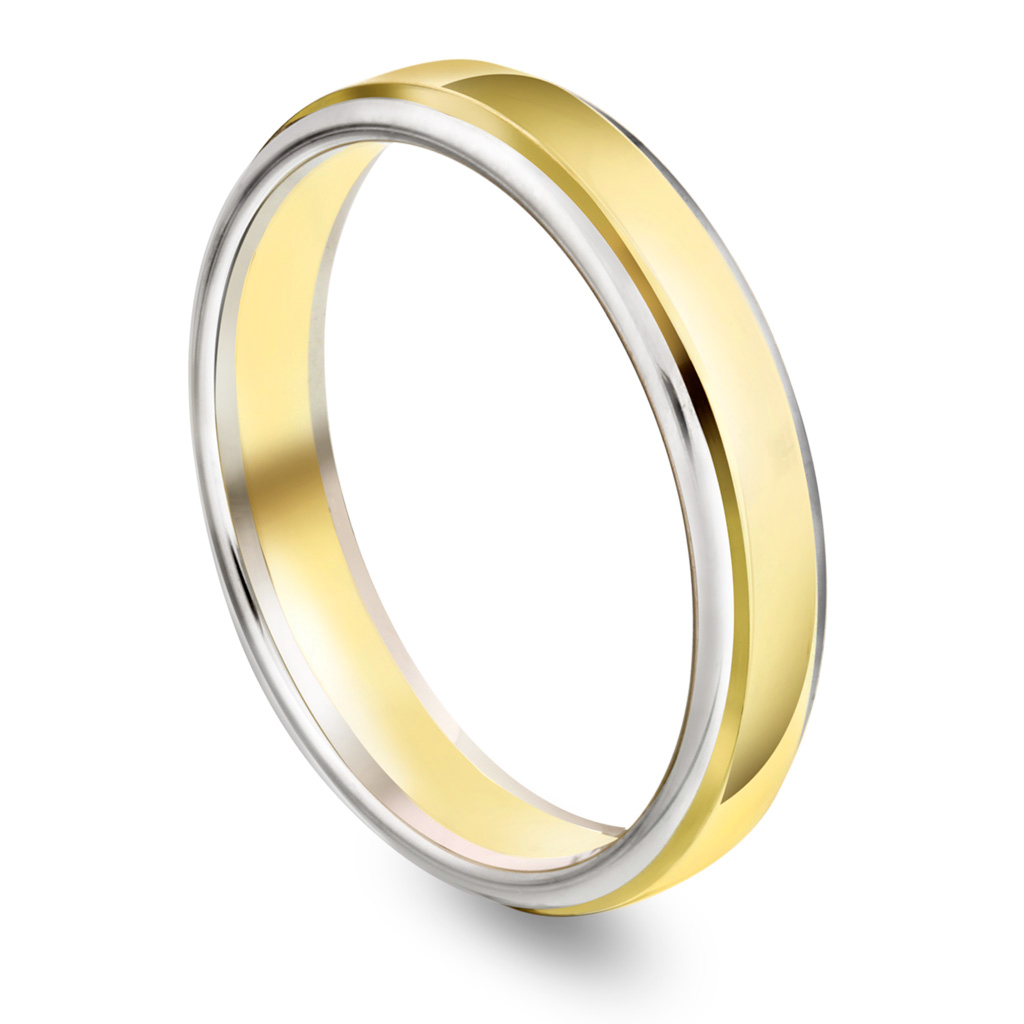 Giftering i 585 gult og hvitt gull | 4 mm bredde