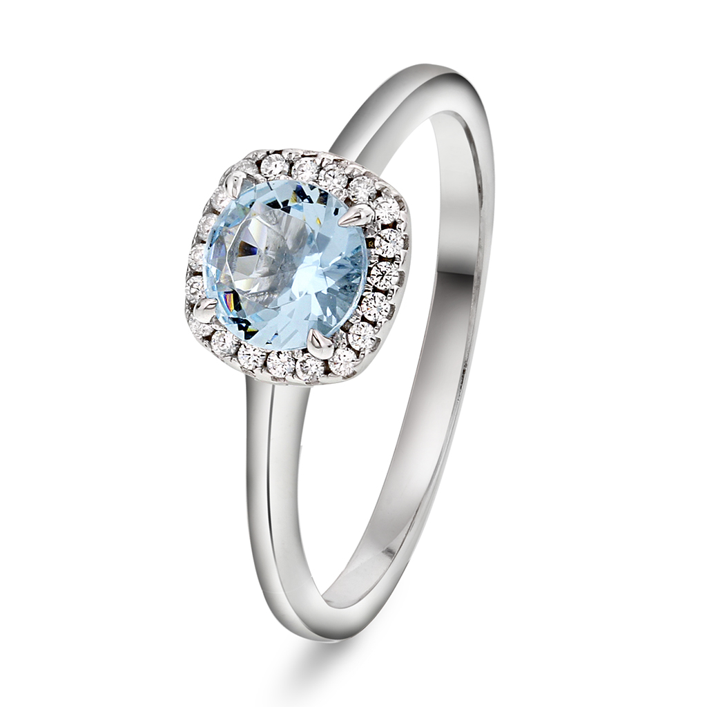 Pan Jewelry, Ring i 925 sølv med aqua blå glassten