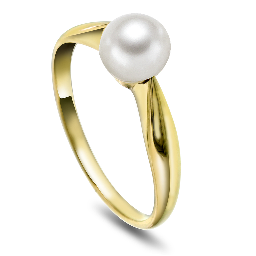 Ring i 585 gult gull med kultivert ferskvannsperle