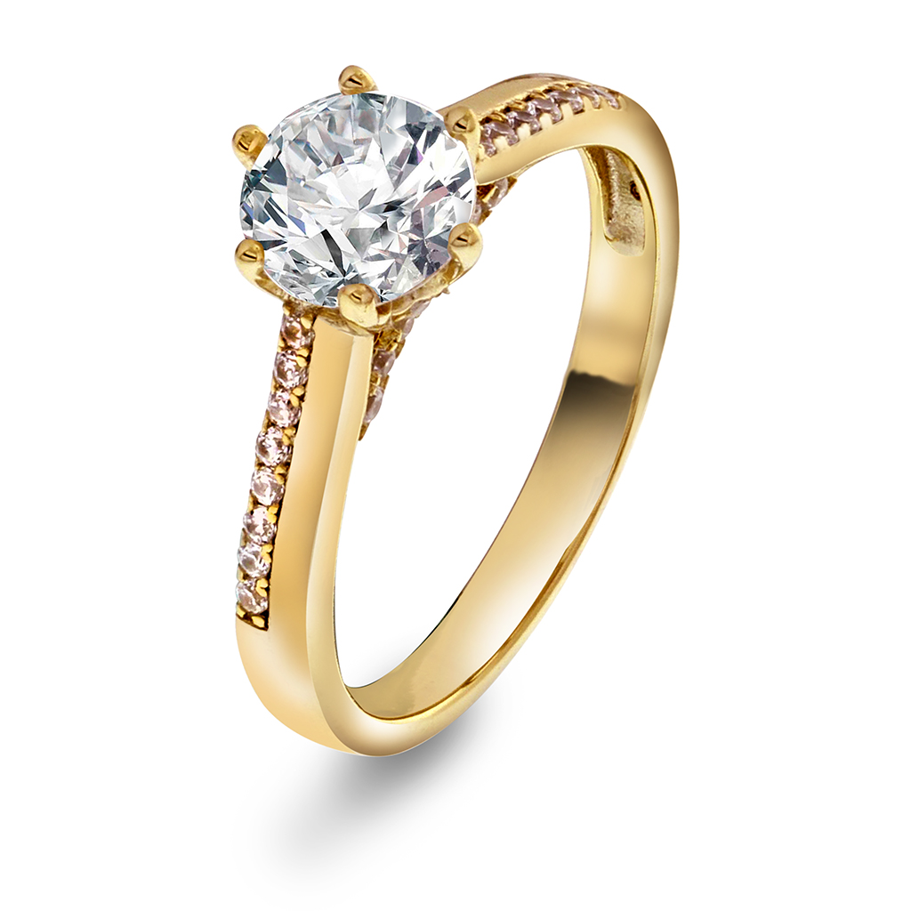 Ring i 925 forgylt sølv med zirkonia