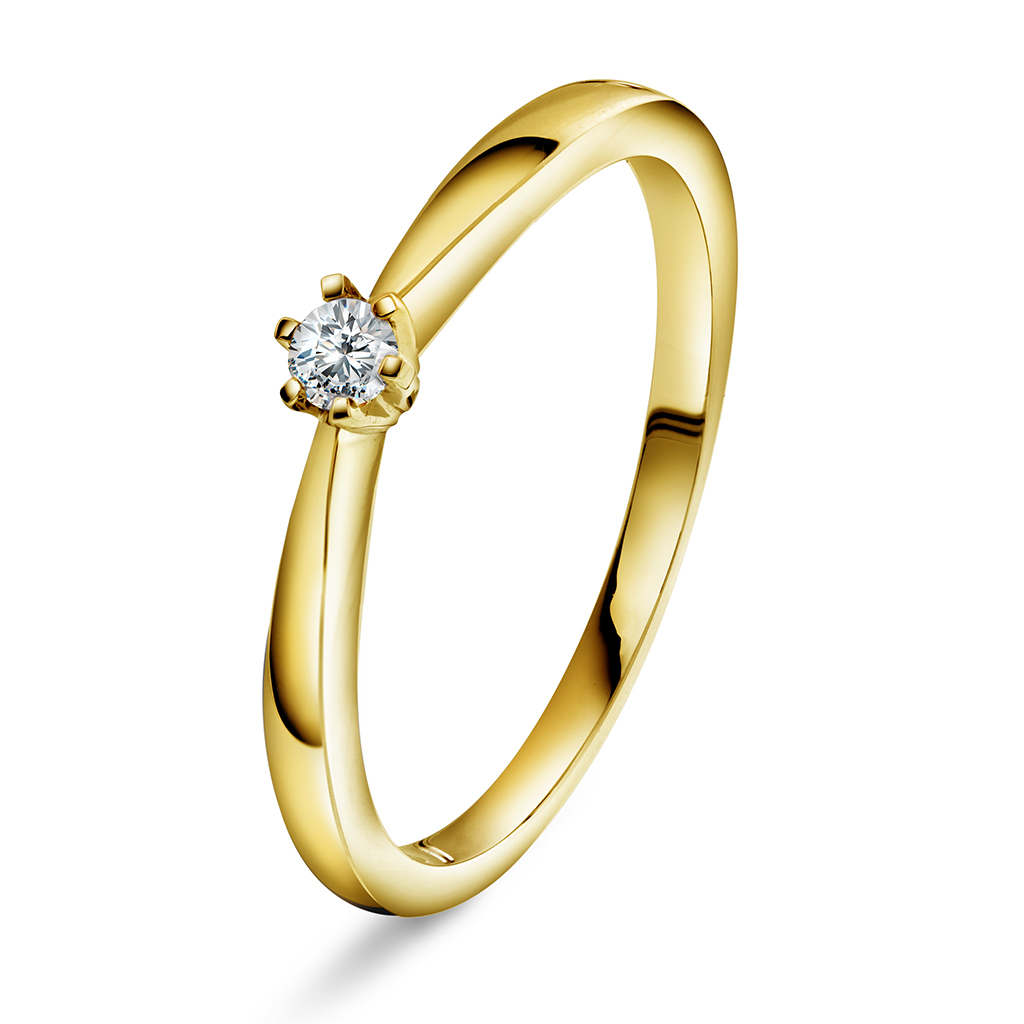 Olivia diamantring i 585 gult gull 0,07 ct