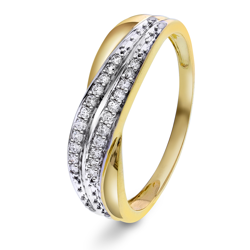 Pan Jewelry, Diamantring i 585 gult gull 0,10 ct