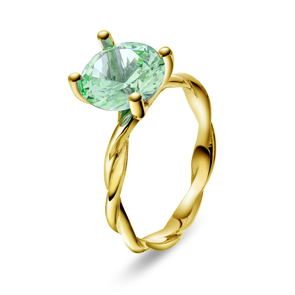 Pan Jewelry Drops, Ring i 585 gult gull med syntetisk Krysolitt