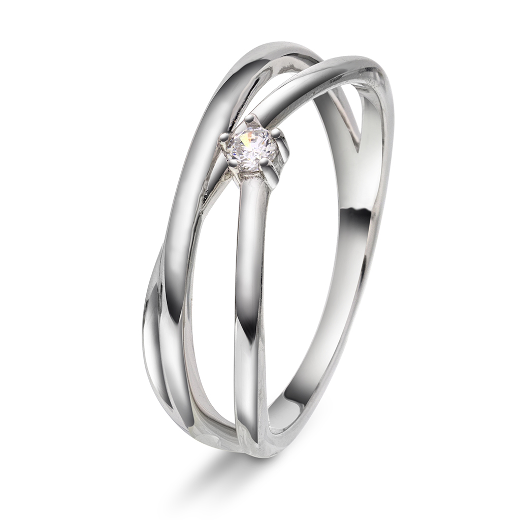 Pan Jewelry, Ring i 925 rhodinert sølv med hvit zirkonia