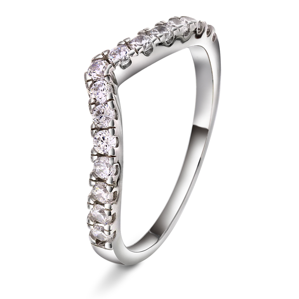 Pan Jewelry, Swan tail ring i 925 rhodinert sølv med hvite zirkonia