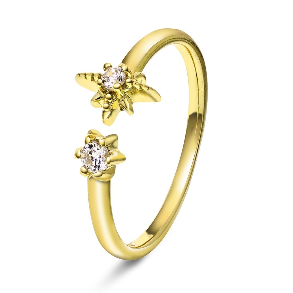 Star ring i 925 forgylt sølv med zirkonia
