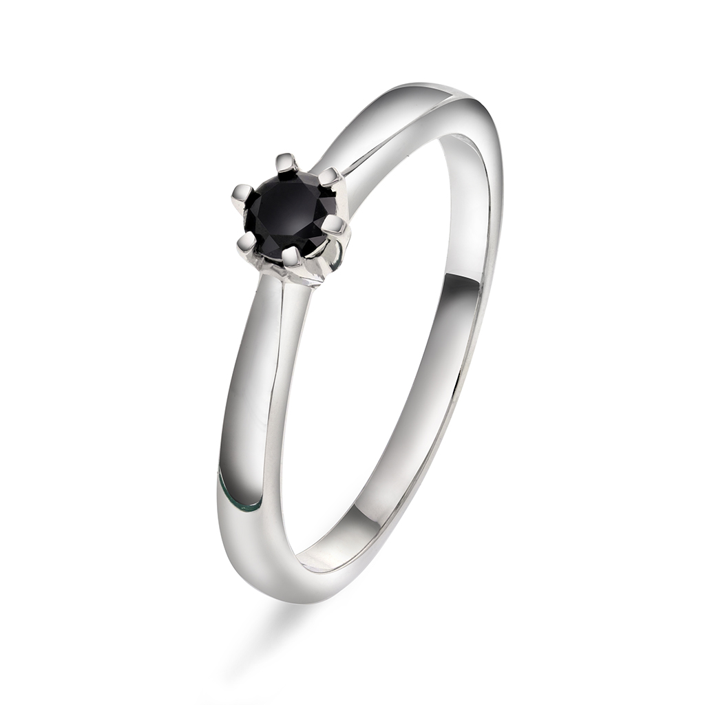Olivia diamantring i 585 hvitt gull  sort diamant 0,20ct