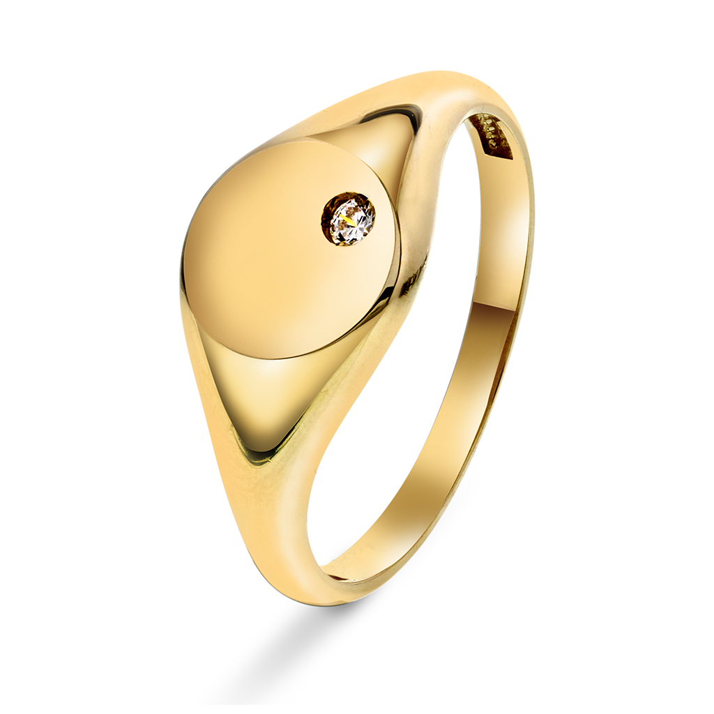 Pan Jewelry, Signetring i 585 gult gull med zirkonia