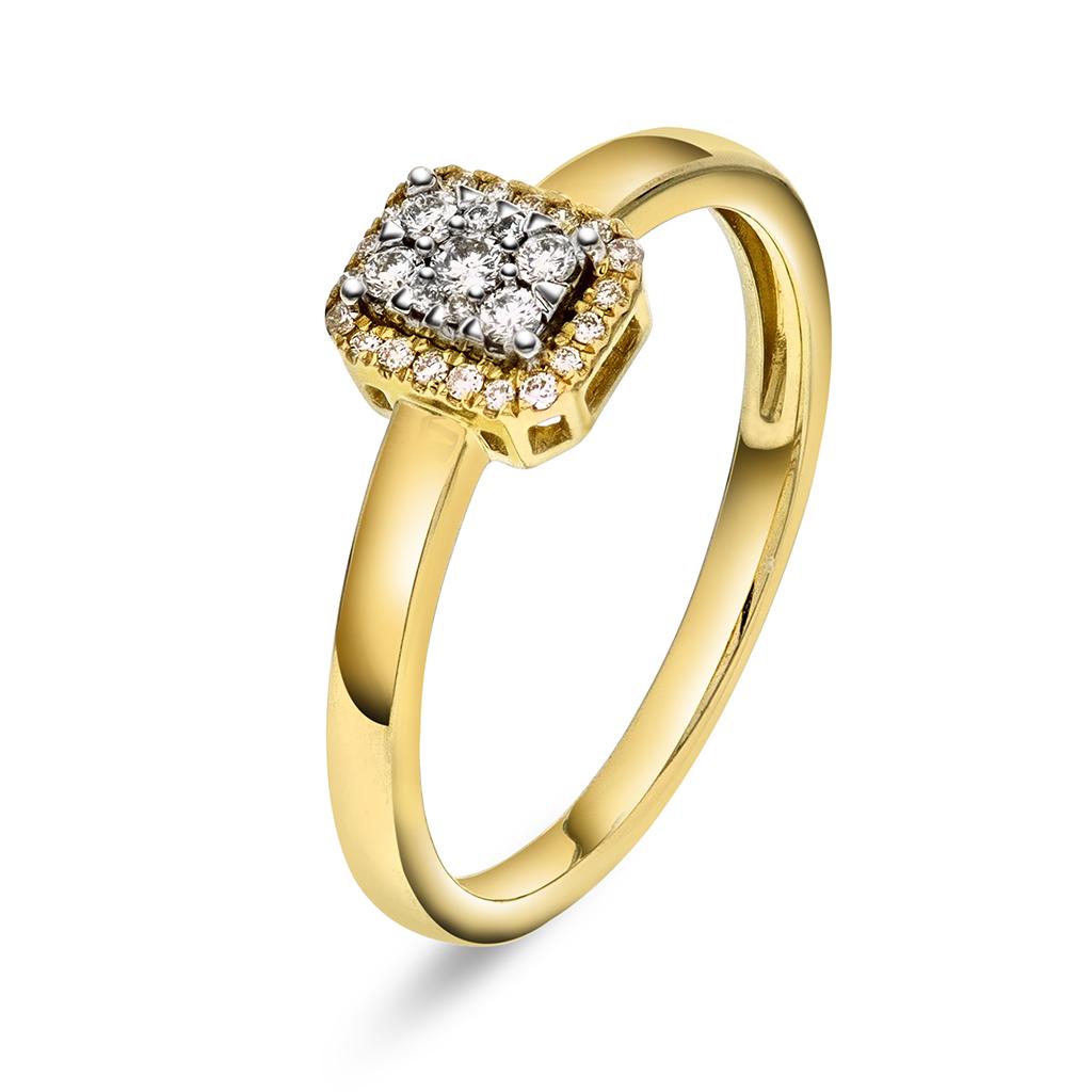 Diamantring i 585 gult gull 0,15 ct