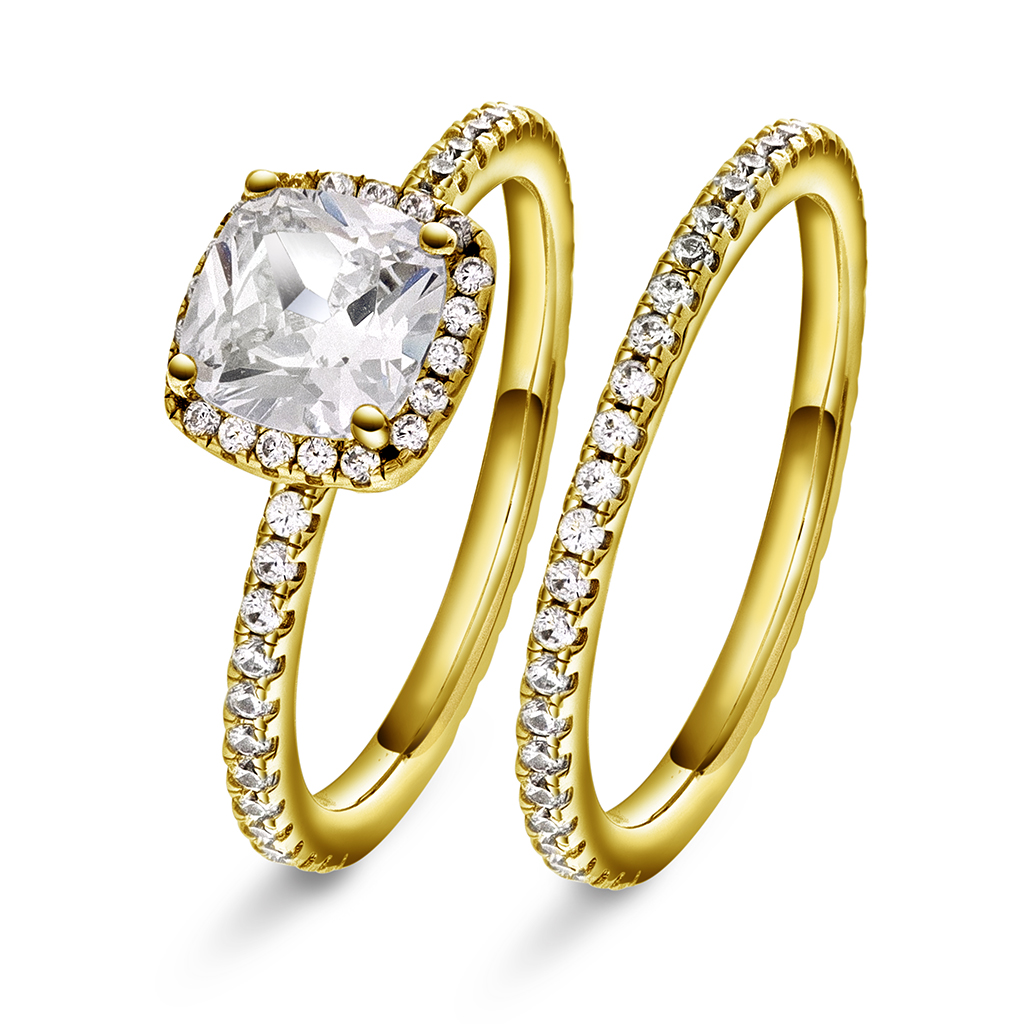 2-i-1 ring i 925 forgylt sølv med zirkonia