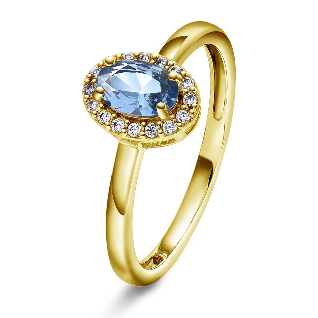 Pan Jewelry, Athens Charm ring i forgylt 925 sølv med syntetisk blå spinell