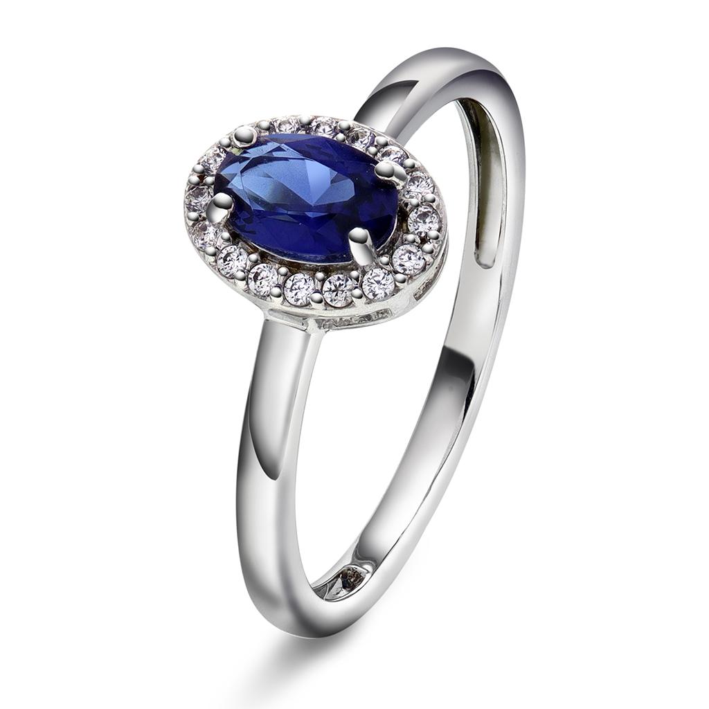 Pan Jewelry, Athens Charm ring i 925 sølv med blå zirkonia