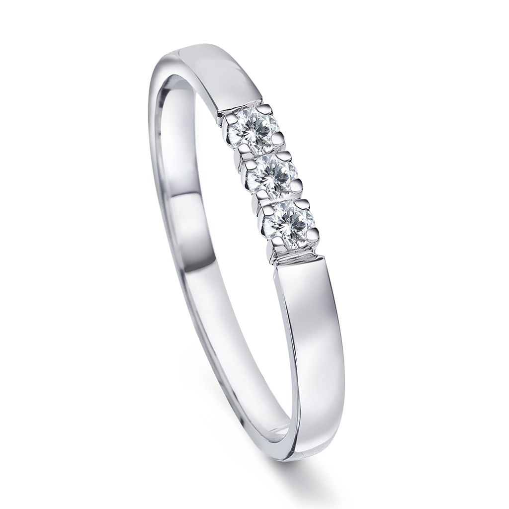 Liza alliansering i 585 hvitt gull med diamanter 0,18 ct