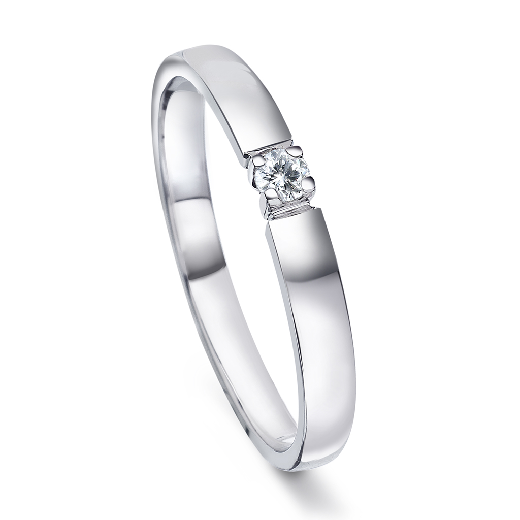 Liza alliansering i 585 hvitt gull med diamant 0,10 ct