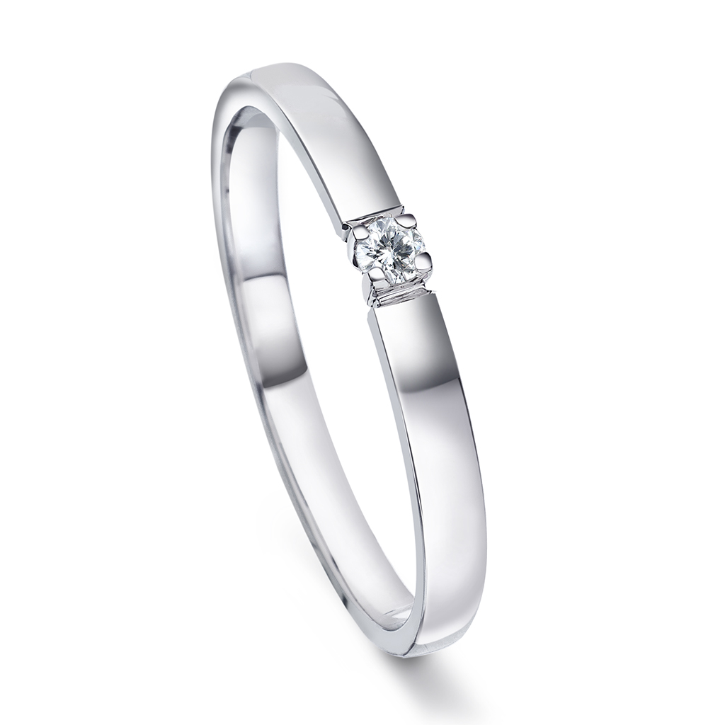 Liza alliansering i 585 hvitt gull med diamant 0,03 ct
