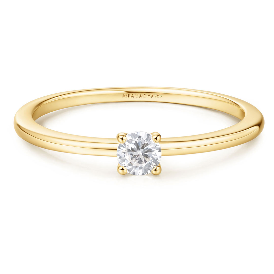 Ring i 925 forgylt sølv med zirkonia