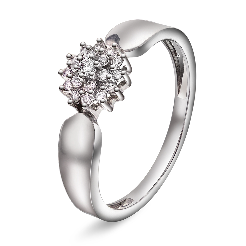 Rose diamantring i 375 hvitt gull 0,15 ct