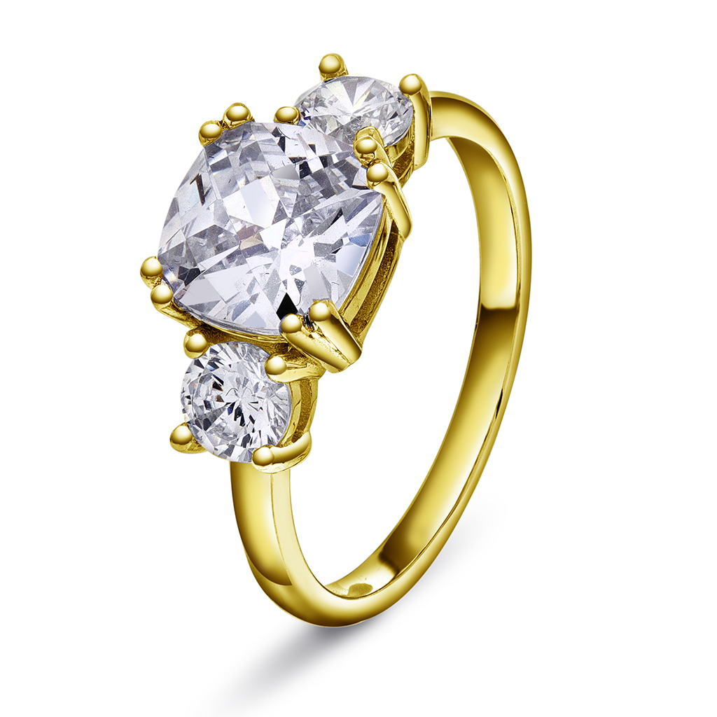 Pan Jewelry, Ring i forgylt 925 sølv med zirkonia