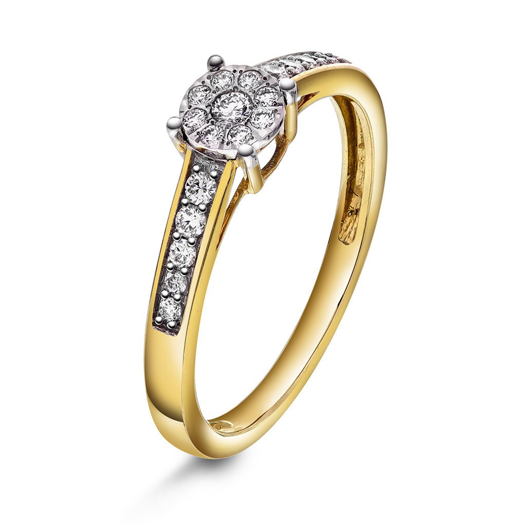 Diamantring i 585 gult gull 0,20 ct