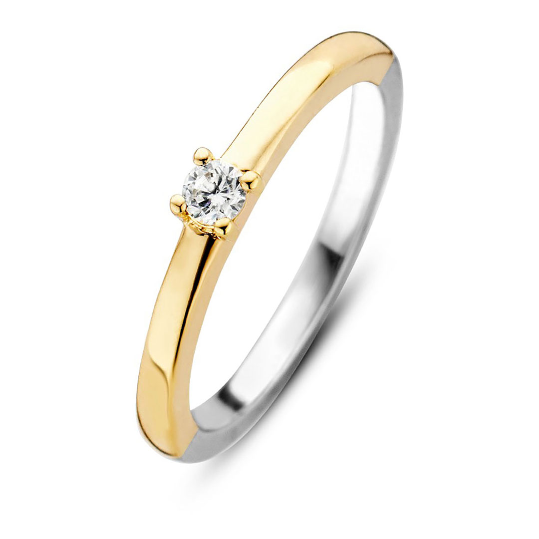 Ti Sento, Ring i forgylt 925 sølv med zirkonia