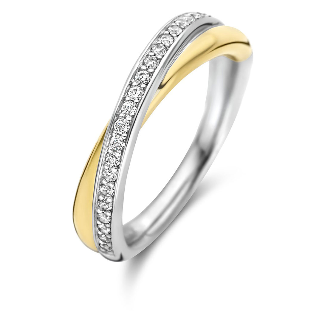 Ti Sento, Ring i forgylt 925 sølv med zirkonia